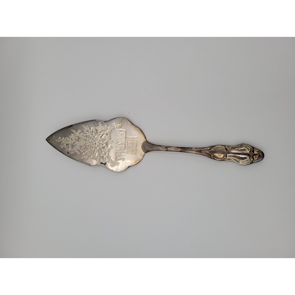 Vtg Large Pie Cake Server Trowel International Silver Plated Merry Christmas